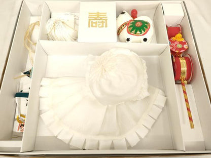 平和屋本店＊夏物　お宮参り　男の子　小物セット　絽　白色　箱付き　逸品　AABJ5625ja