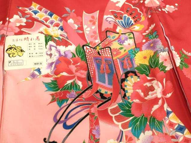 平和屋着物[]お宮参り　女の子　祝着　産着　初着　のしめ　御所車花蝶文　金彩　正絹　逸品　未使用　AABJ5630ja