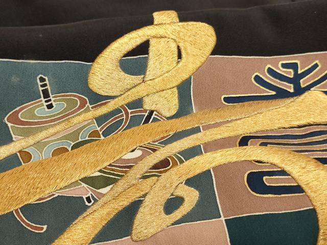平和屋着物[]お宮参り　男の子　祝着　産着　初着　のしめ　刺繍　吉祥文字文　金糸　金彩　正絹　逸品　未使用　AABJ5631ja