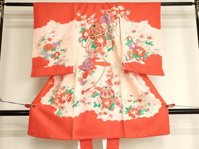 平和屋着物[]お宮参り 女の子 祝着 産着 初着 のしめ 花手毬文 金彩 正絹 逸品 AABJ5632ja