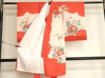 平和屋着物[]お宮参り　女の子　祝着　産着　初着　のしめ　花手毬文　金彩　正絹　逸品　AABJ5632ja