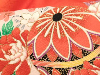 平和屋着物[]お宮参り　女の子　祝着　産着　初着　のしめ　花手毬文　金彩　正絹　逸品　AABJ5632ja