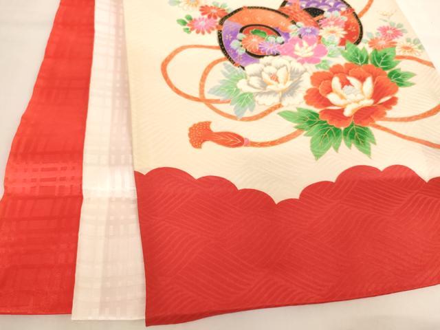 平和屋着物[]お宮参り　女の子　祝着　産着　初着　のしめ　束ね熨斗花鼓文　金彩　正絹　逸品　未使用　AABJ5633yx