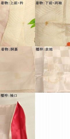 平和屋着物[]七五三　女の子　３歳　祝着　一つ身　長襦袢(袷・半衿刺繍)セット　駒刺繍　花車文　金彩　逸品　AABJ5634ja