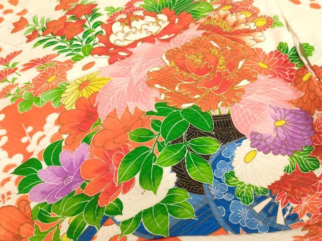 平和屋着物[]七五三　女の子　３歳　祝着　一つ身　長襦袢(袷・半衿刺繍)セット　駒刺繍　花車文　金彩　逸品　AABJ5634ja