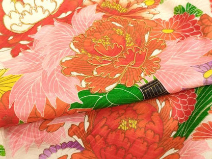平和屋着物[]七五三　女の子　３歳　祝着　一つ身　長襦袢(袷・半衿刺繍)セット　駒刺繍　花車文　金彩　逸品　AABJ5634ja