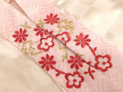 平和屋着物[]七五三　女の子　３歳　祝着　一つ身　長襦袢(袷・半衿刺繍)セット　駒刺繍　花車文　金彩　逸品　AABJ5634ja
