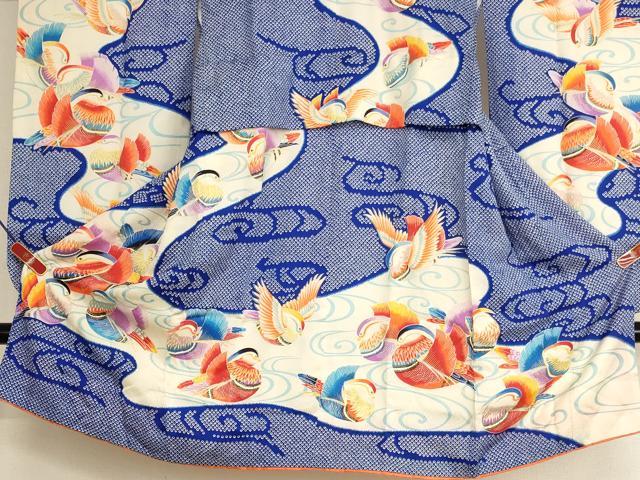 平和屋着物[]七五三　女の子　5歳　祝着　三つ身　長襦袢(無双仕立て・半衿刺繍)セット　流水鴛鴦文　金彩　逸品　AABJ5639ja