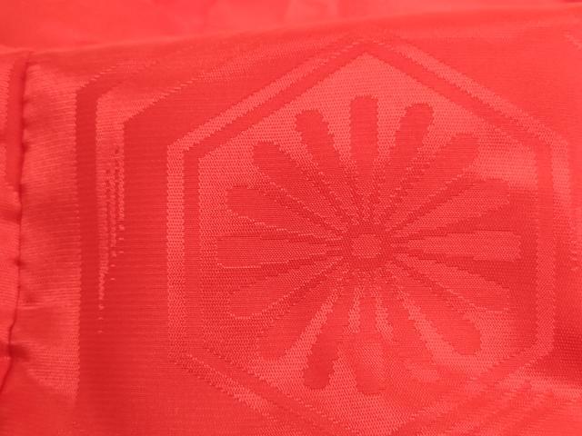 平和屋着物[]七五三　女の子　３歳　被布　雲取り亀甲花地紋　紅緋色　正絹　逸品　AABJ5649ja