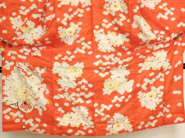 平和屋着物[]七五三　女の子　７歳　祝着　四つ身　駒刺繍　花車文　金彩　AABJ5652ja