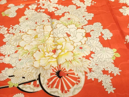 平和屋着物[]七五三　女の子　７歳　祝着　四つ身　駒刺繍　花車文　金彩　AABJ5652ja