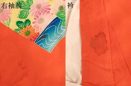 平和屋着物[]七五三　女の子　３歳　祝着　一つ身　駒刺繍　地紙花文　金彩　正絹　逸品　AABJ5658ja