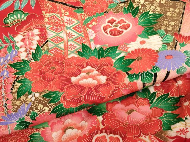 平和屋着物[]お宮参り　女の子　祝着　産着　初着　のしめ　扇面几帳花文　暈し染め　金彩　逸品　AABJ5659ja