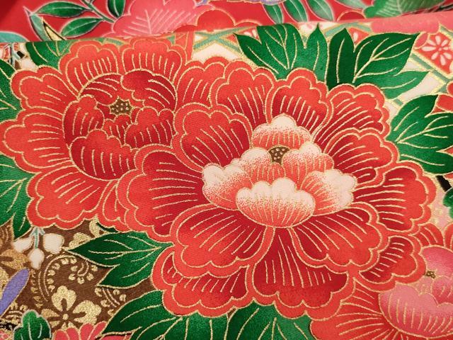 平和屋着物[]お宮参り　女の子　祝着　産着　初着　のしめ　扇面几帳花文　暈し染め　金彩　逸品　AABJ5659ja