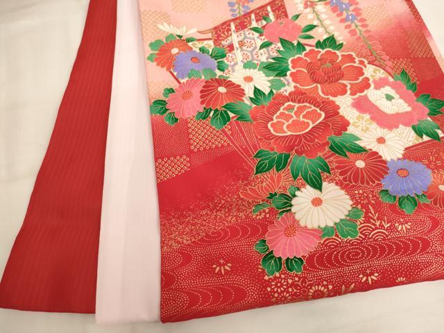 平和屋着物[]お宮参り　女の子　祝着　産着　初着　のしめ　扇面几帳花文　暈し染め　金彩　逸品　AABJ5659ja