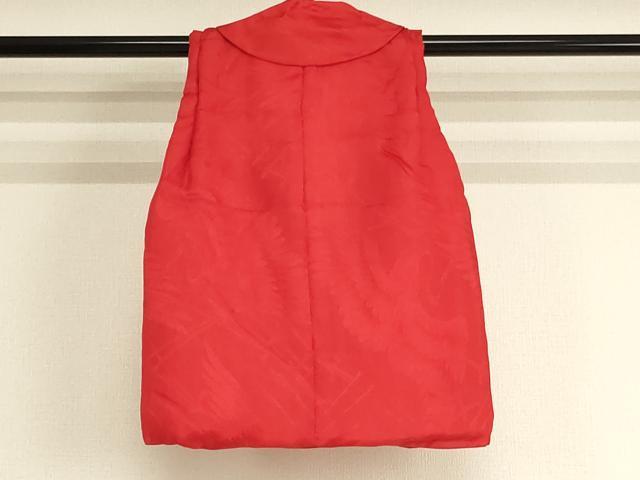 平和屋着物[]七五三　女の子　３歳　被布　飛鶴地紋　深緋色　正絹　逸品　AABJ5660ja