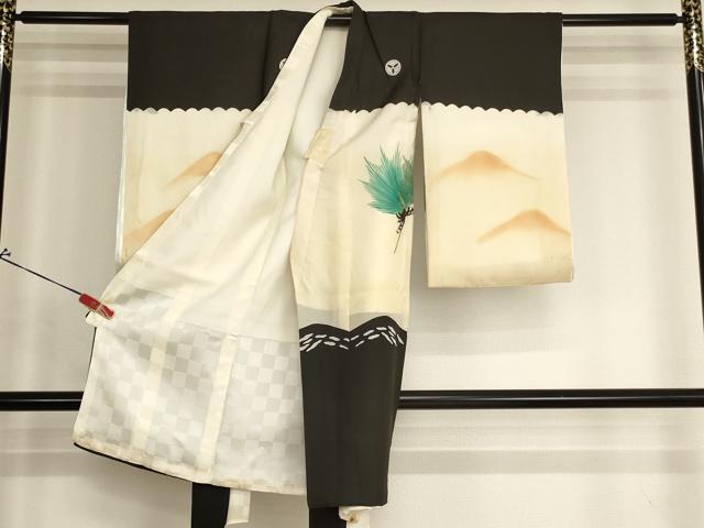 平和屋着物[]お宮参り　男の子　祝着　産着　初着　のしめ　刺繍　鷹　松　金糸　金彩　逸品　AABJ5662ja