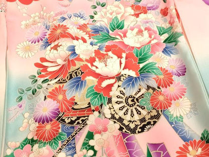 平和屋着物[]お宮参り　女の子　祝着　産着　初着　のしめ　花車文　暈し染め　金彩　逸品　AABJ5663ja