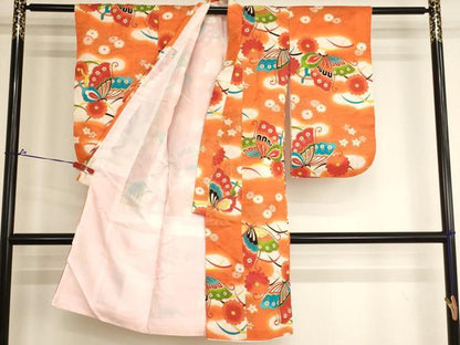 平和屋着物[]七五三　女の子　5歳　祝着　花蝶文　暈し染め　金彩　正絹　逸品　AABJ5664ja