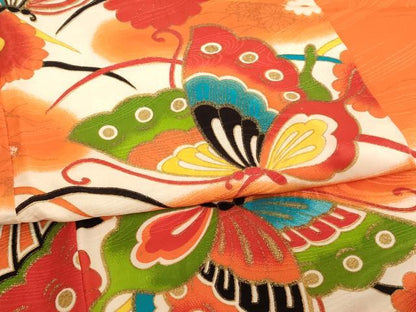 平和屋着物[]七五三　女の子　5歳　祝着　花蝶文　暈し染め　金彩　正絹　逸品　AABJ5664ja