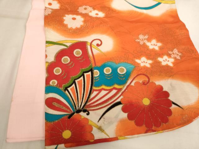 平和屋着物[]七五三　女の子　5歳　祝着　花蝶文　暈し染め　金彩　正絹　逸品　AABJ5664ja