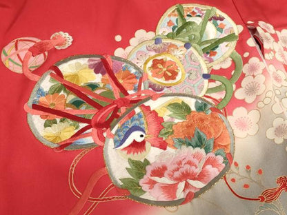 平和屋着物[]お宮参り　女の子　祝着　産着　初着　のしめ　刺繍　鴛鴦花鼓文　暈し染め　金糸　金彩　正絹　逸品　AABJ5666ja