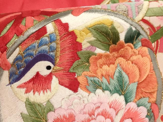 平和屋着物[]お宮参り　女の子　祝着　産着　初着　のしめ　刺繍　鴛鴦花鼓文　暈し染め　金糸　金彩　正絹　逸品　AABJ5666ja