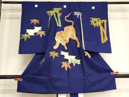 平和屋着物[]お宮参り　男の子　祝着　産着　初着　のしめ　虎　笹竹文　金彩　逸品　AABJ5667ja