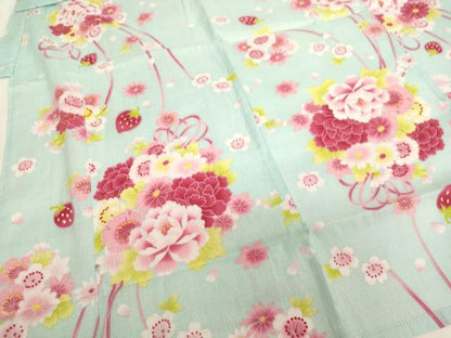 平和屋着物＊夏物　子供　女の子　綿紅梅　浴衣　薬玉文　綿　逸品　AABJ5234ja
