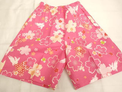 平和屋着物＊夏物　子供　女の子　甚平　飛び兎　舞桜文　綿　逸品　未使用　AABJ5670ja