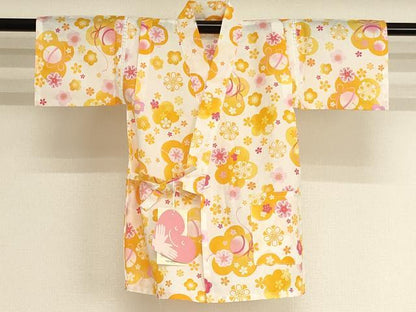 平和屋着物＊夏物　子供　女の子　甚平　舞花文　鈴　綿　逸品　未使用　AABJ5671ja