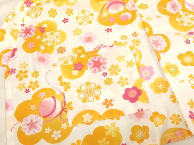 平和屋着物＊夏物　子供　女の子　甚平　舞花文　鈴　綿　逸品　未使用　AABJ5671ja