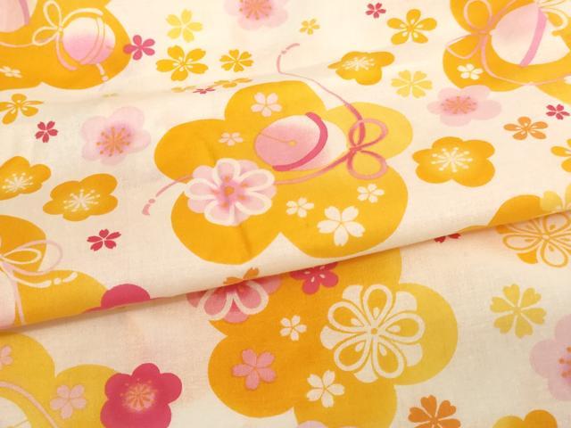 平和屋着物＊夏物　子供　女の子　甚平　舞花文　鈴　綿　逸品　未使用　AABJ5671ja