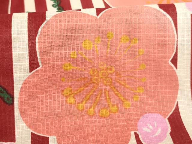 平和屋着物＊夏物　子供　女の子　綿紅梅　浴衣　舞梅文　綿　逸品　未使用　AABJ5672ja