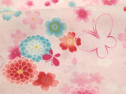 平和屋着物＊夏物　子供　女の子　甚平　花蝶文　暈し染め　綿　逸品　AABJ5676ja