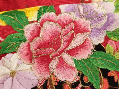 平和屋着物[]お宮参り　女の子　祝着　産着　初着　のしめ　絞り　刺繍　花車文　金糸　金彩　正絹　逸品　AABJ5678ja