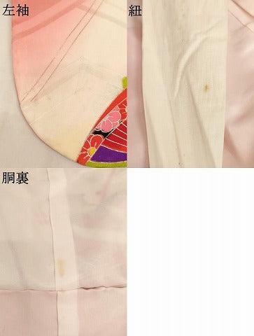 平和屋着物[]七五三　女の子　３歳　祝着　三つ身　和傘　暈し染め　金銀彩　正絹　逸品　AABJ5679ja