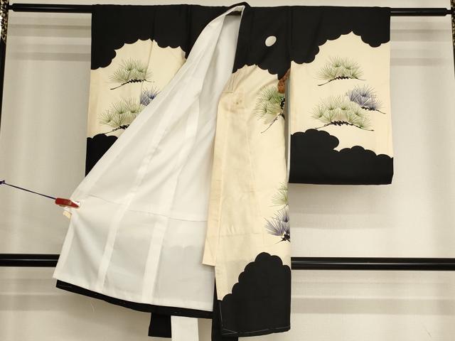 平和屋着物[]お宮参り　男の子　祝着　産着　初着　のしめ　鷹　松　金彩　逸品　未使用　AABJ5681ja