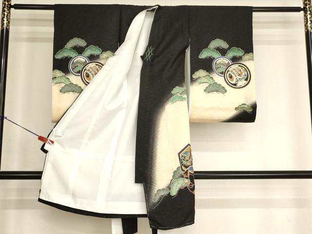 平和屋着物[]お宮参り　男の子　祝着　産着　初着　のしめ　兜　吉祥松文　暈し染め　金彩　逸品　未使用　AABJ5682ja