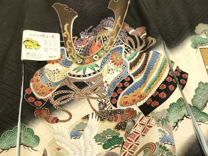 平和屋着物[]お宮参り　男の子　祝着　産着　初着　のしめ　兜　吉祥松文　暈し染め　金彩　逸品　未使用　AABJ5682ja