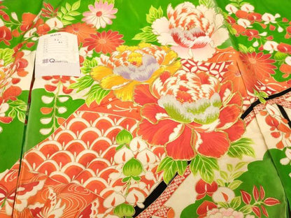 平和屋着物[]お宮参り　女の子　祝着　産着　初着　のしめ　駒刺繍　渡橋花文　金彩　逸品　未使用　AABJ5683ja