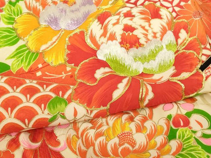 平和屋着物[]お宮参り　女の子　祝着　産着　初着　のしめ　駒刺繍　渡橋花文　金彩　逸品　未使用　AABJ5683ja