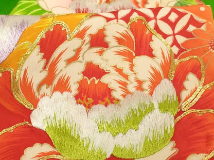 平和屋着物[]お宮参り　女の子　祝着　産着　初着　のしめ　駒刺繍　渡橋花文　金彩　逸品　未使用　AABJ5683ja
