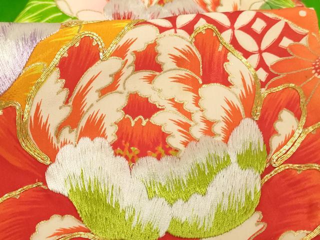平和屋着物[]お宮参り　女の子　祝着　産着　初着　のしめ　駒刺繍　渡橋花文　金彩　逸品　未使用　AABJ5683ja