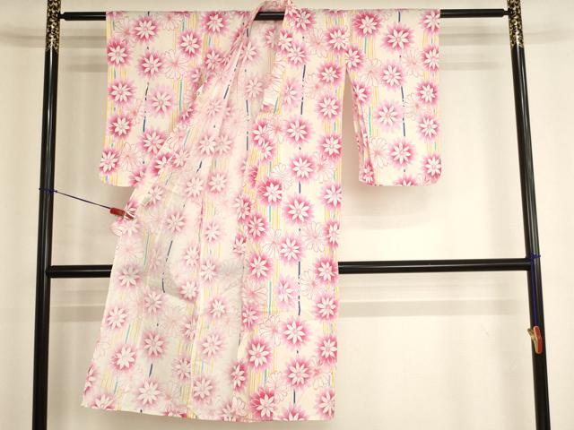 平和屋着物＊夏物 子供 女の子 浴衣 舞花文 綿 逸品 AABJ5684ja