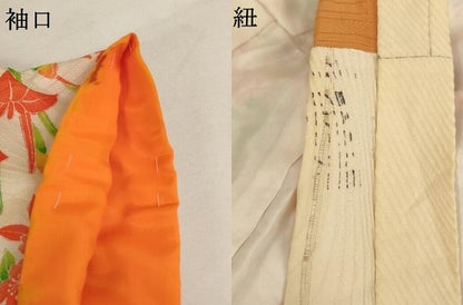 平和屋着物[]七五三　女の子　７歳　祝着　四つ身　絞り　草花文　金彩　正絹　逸品　AABJ5687ja