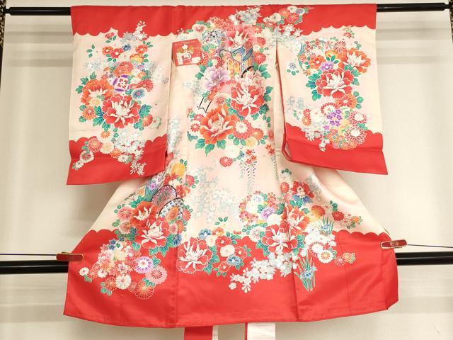 平和屋着物[]お宮参り　女の子　祝着　産着　初着　のしめ　花車文　暈し染め　銀彩　逸品　AABJ5690ja