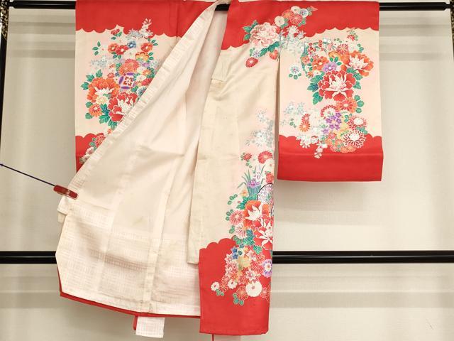 平和屋着物[]お宮参り　女の子　祝着　産着　初着　のしめ　花車文　暈し染め　銀彩　逸品　AABJ5690ja