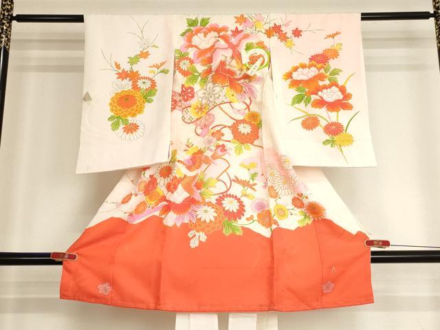 平和屋着物[]お宮参り 女の子 祝着 産着 初着 のしめ 刺繍 花鳥文 金糸 金彩 逸品 AABJ5692ja