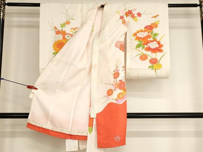 平和屋着物[]お宮参り　女の子　祝着　産着　初着　のしめ　刺繍　花鳥文　金糸　金彩　逸品　AABJ5692ja